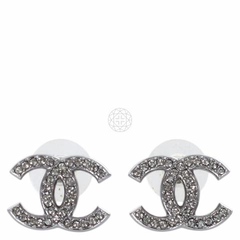 chanel cc earrings silver